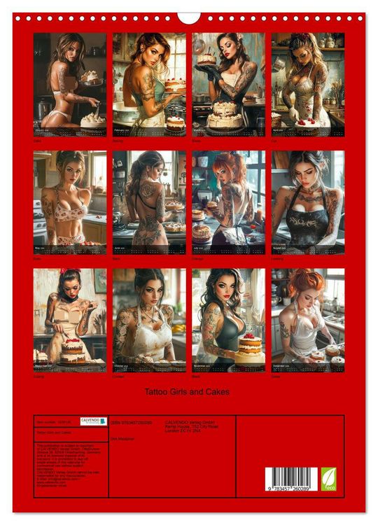 Produktbild: Tattoo Girls and Cakes (Wall Calendar 2026 DIN A3 portrait), CALVENDO 12 Month Wall Calendar