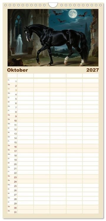 Produktbild: Familienplaner 2027 - Pferdegem&auml;lde, inspiriert von den Alten Meistern mit 5 Spalten (Wandkalender, 21 x 45 cm) CALVENDO