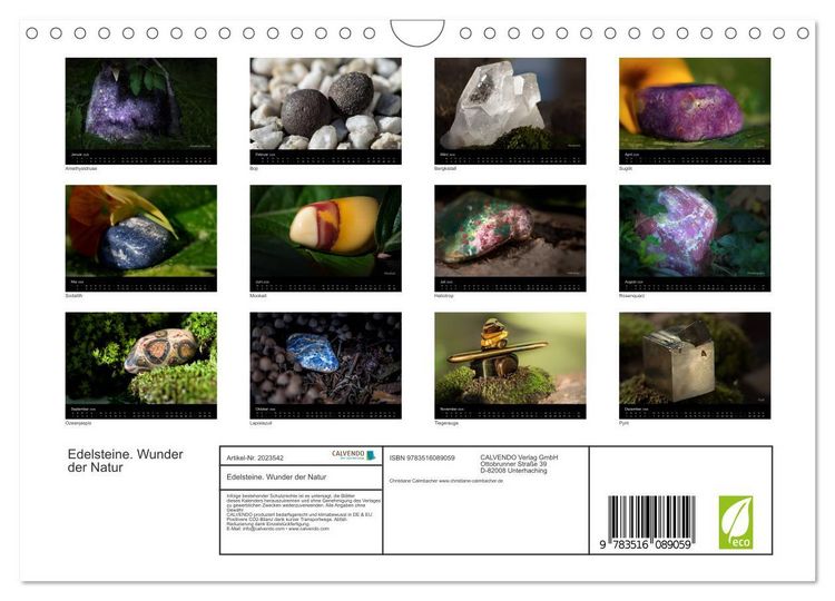 Produktbild: Edelsteine. Wunder der Natur (Wandkalender 2026 DIN A4 quer), CALVENDO Monatskalender