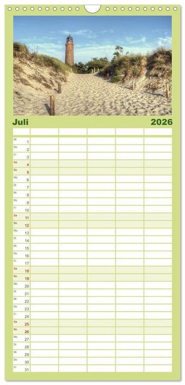 Produktbild: Familienplaner 2026 - Fischland Dar&szlig; Zingst &ndash; Die Halbinsel an der Ostsee mit 5 Spalten (Wandkalender, 21 x 45 cm) CALVENDO