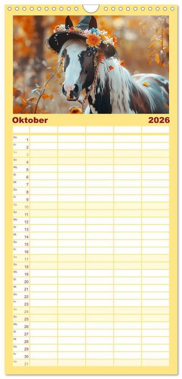 Produktbild: Familienplaner 2026 - Pferde-Fashion. Modische Highlights auf Hufen mit 5 Spalten (Wandkalender, 21 x 45 cm) CALVENDO