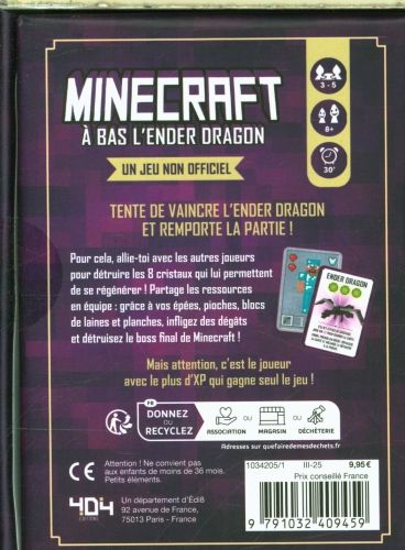 Produktbild: Minecraft : &agrave; bas l'Ender dragon ! : le jeu de cartes