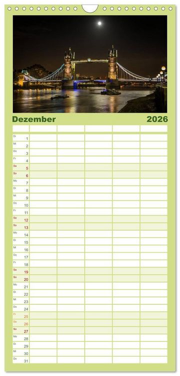 Produktbild: Familienplaner 2026 - Wundervolles London mit 5 Spalten (Wandkalender, 21 x 45 cm) CALVENDO