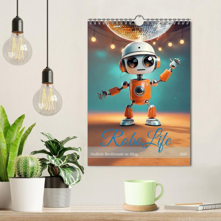 Produktbild: RoboLife - Niedliche Blechfreunde im Alltag (Wandkalender 2026 DIN A4 hoch), CALVENDO Monatskalender