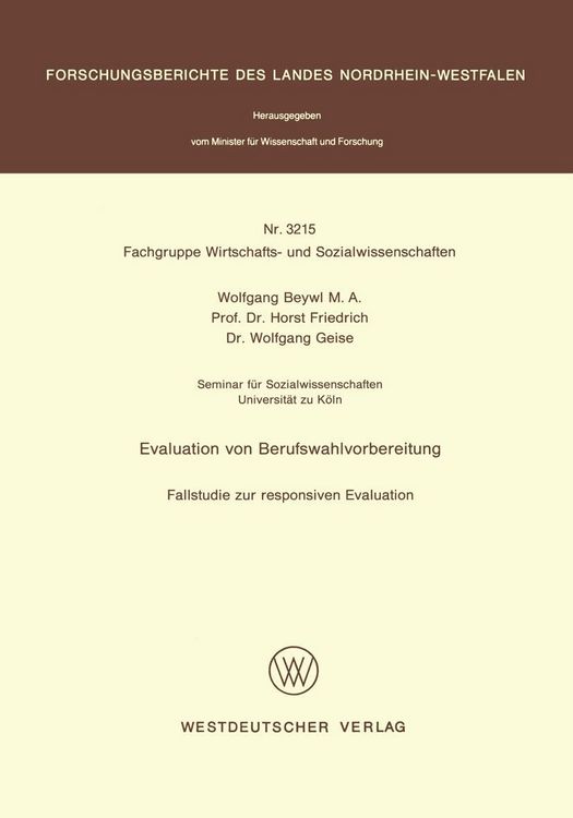 Produktbild: Evaluation von Berufswahlvorbereitung