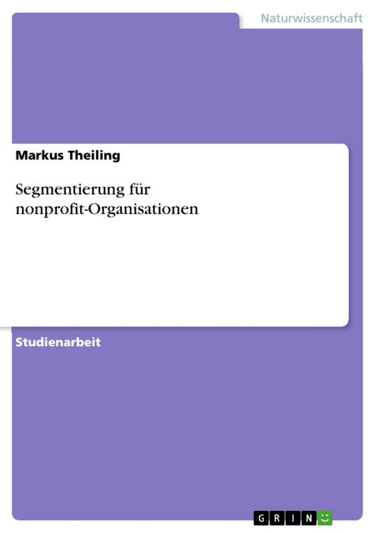 Produktbild: Segmentierung f&uuml;r nonprofit-Organisationen
