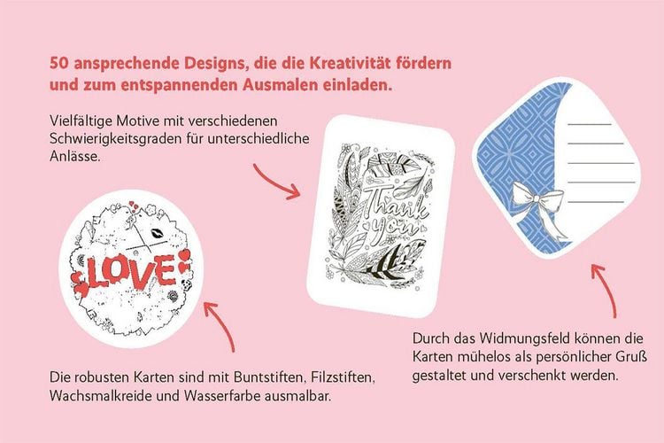 Produktbild: 50 cozy Karten zum Ausmalen &ndash; Liebe Gr&uuml;&szlig;e