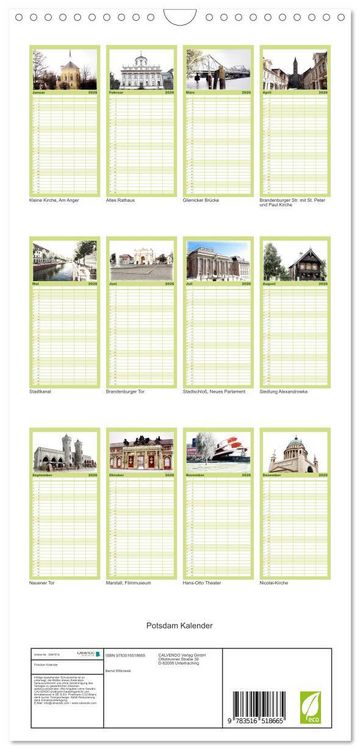 Produktbild: Familienplaner 2026 - Potsdam Kalender mit 5 Spalten (Wandkalender, 21 x 45 cm) CALVENDO