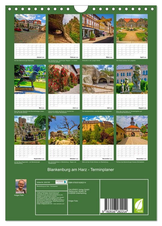 Produktbild: Blankenburg am Harz - Terminplaner (Wandkalender 2026 DIN A4 hoch), CALVENDO Monatskalender