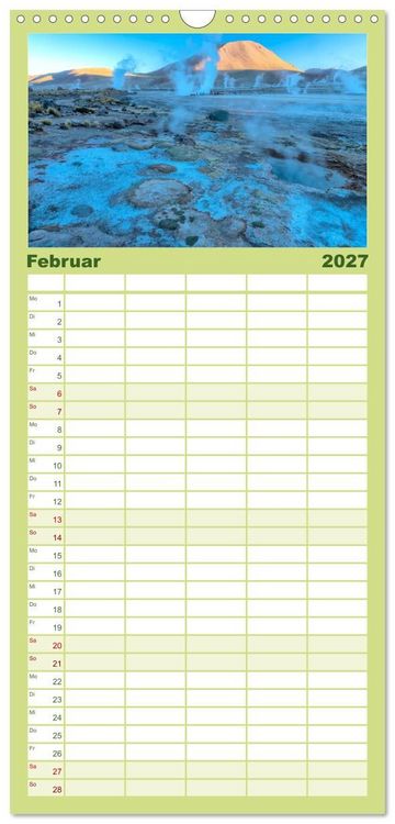Produktbild: Familienplaner 2027 - Magie dieses S&uuml;damerikanischen Landes, Chile mit 5 Spalten (Wandkalender, 21 x 45 cm) CALVENDO