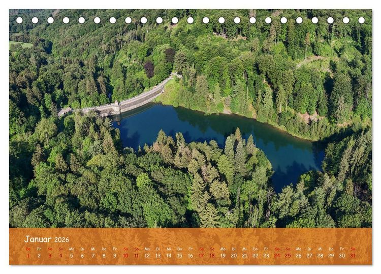 Produktbild: Talsperren der Wupper und ihrer Nebenfl&uuml;sse aus der Vogelperspektive (Tischkalender 2026 DIN A5 quer), CALVENDO Monatskalender