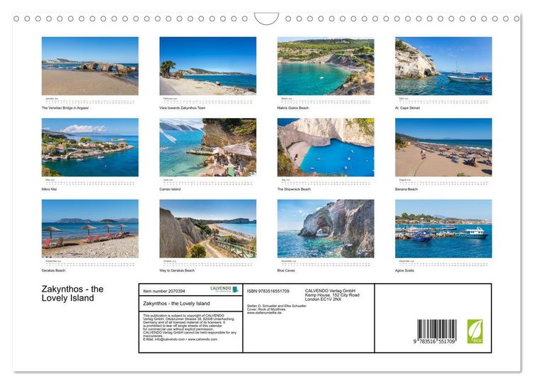 Produktbild: Zakynthos - the Lovely Island (Wall Calendar 2026 DIN A3 landscape), CALVENDO 12 Month Wall Calendar