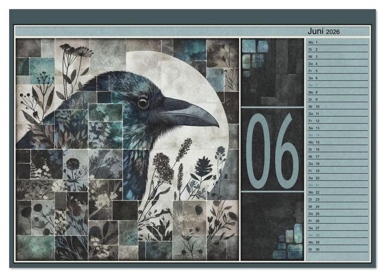 Produktbild: Kr&auml;hen. Verborgene Farbnuancen. Kunst. (Wandkalender 2026 DIN A2 quer), CALVENDO Monatskalender