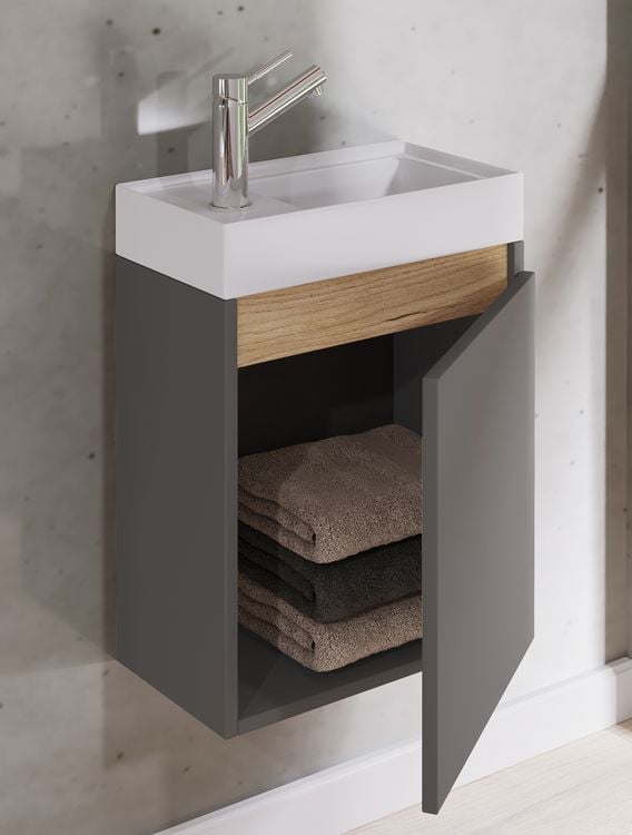 Produktbild: 2 tlg. H&auml;ngeschrank G&auml;ste-WC Waschbecken Softclose Cosila