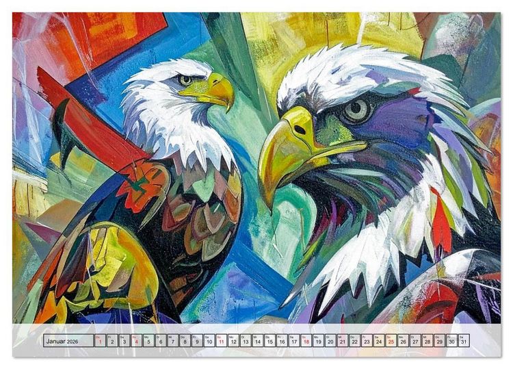 Produktbild: Farbenfrohe Tierbilder (Tischkalender 2026 DIN A5 quer), CALVENDO Monatskalender