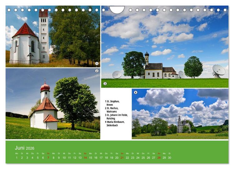 Produktbild: Kirchen und Kapellen als Ausflugsziele (Wandkalender 2026 DIN A4 quer), CALVENDO Monatskalender