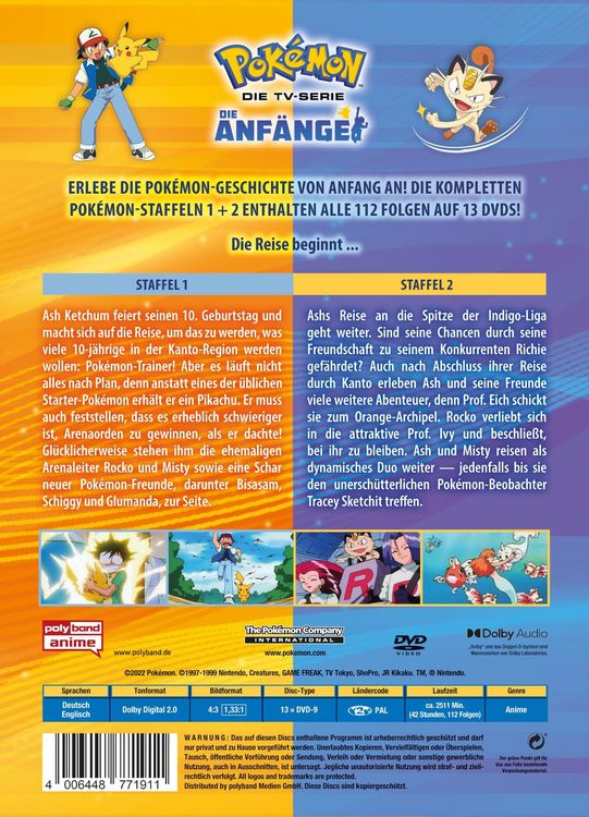 Produktbild: Pokemon - Die TV-Serie: Staffel 1+2 [13 DVDs]