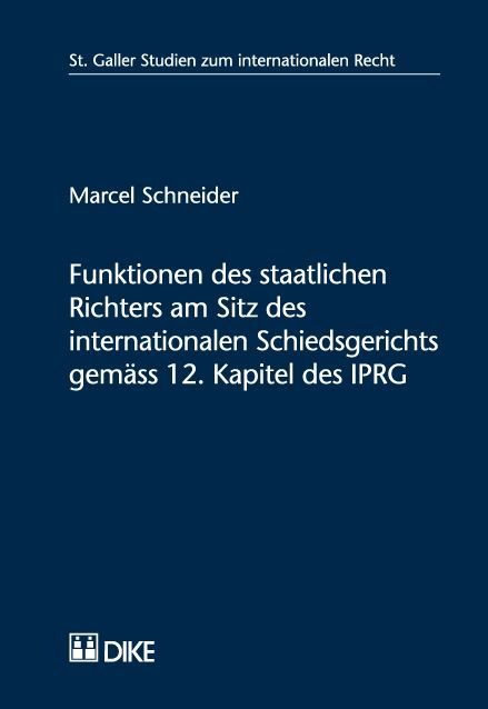 Produktbild: Funktionen des staatlichen Richters am Sitz des internationalen Schiedsgerichts gem&auml;ss 12. Kapitel des IPRG