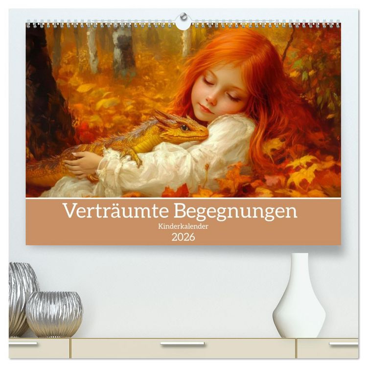 Produktbild: Vertr&auml;umte Begegnungen - Kinderkalender (hochwertiger Premium Wandkalender 2026 DIN A2 quer), Kunstdruck in Hochglanz