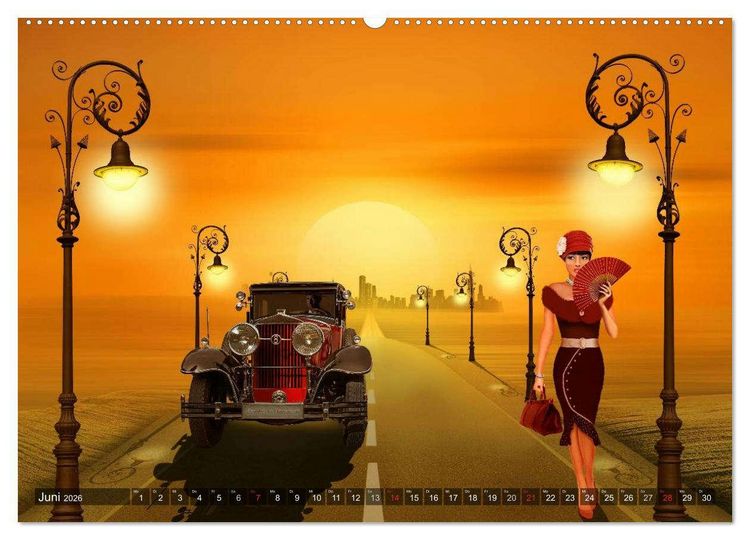Produktbild: Oldtimer und Pin-Up Girls by Mausopardia (hochwertiger Premium Wandkalender 2026 DIN A2 quer), Kunstdruck in Hochglanz