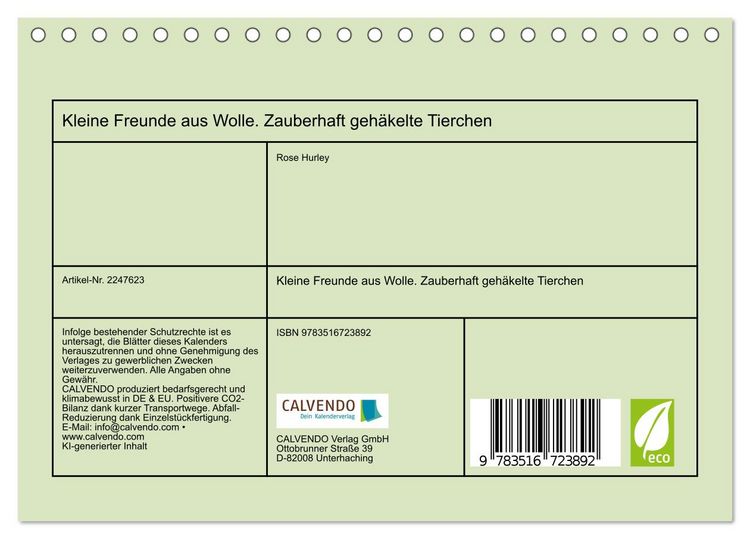 Produktbild: Kleine Freunde aus Wolle. Zauberhaft geh&auml;kelte Tierchen (Tischkalender 2026 DIN A5 quer), CALVENDO Monatskalender