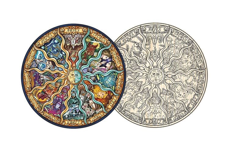 Produktbild: Artefakt Holzpuzzle 2 in 1 Zodiak, 161 Teile, in magnetischer Klappschachtel