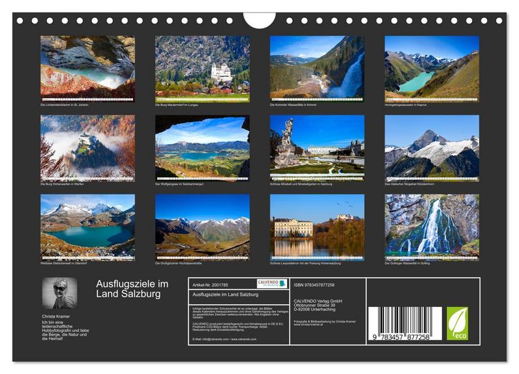 Produktbild: Ausflugsziele im Land Salzburg (Wandkalender 2026 DIN A4 quer), CALVENDO Monatskalender