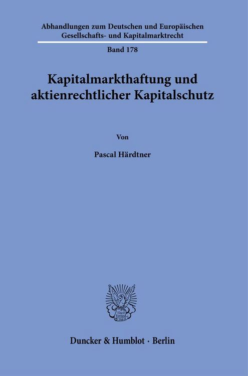 Produktbild: Kapitalmarkthaftung und aktienrechtlicher Kapitalschutz.