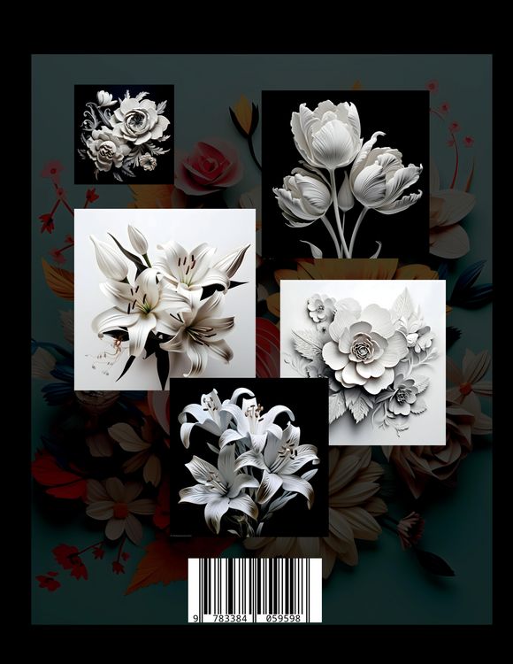 Produktbild: Blumen 3D Malbuch &bdquo;Black & White&ldquo;