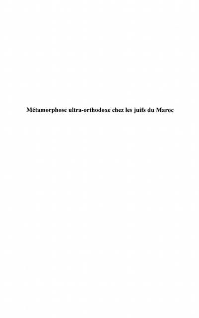 Produktbild: Metamorphose ultra-orthodoxe chez les juifs du maroc