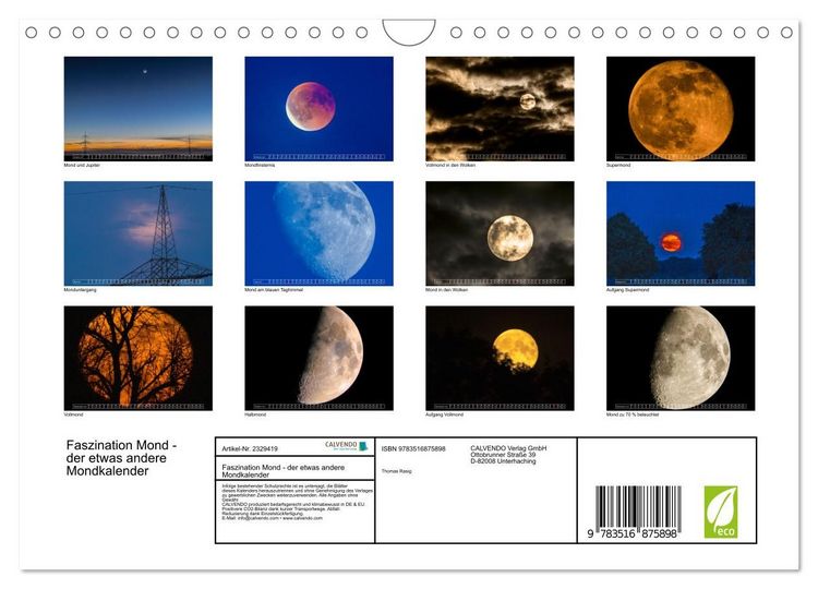 Produktbild: Faszination Mond - der etwas andere Mondkalender (Wandkalender 2027 DIN A4 quer), CALVENDO Monatskalender