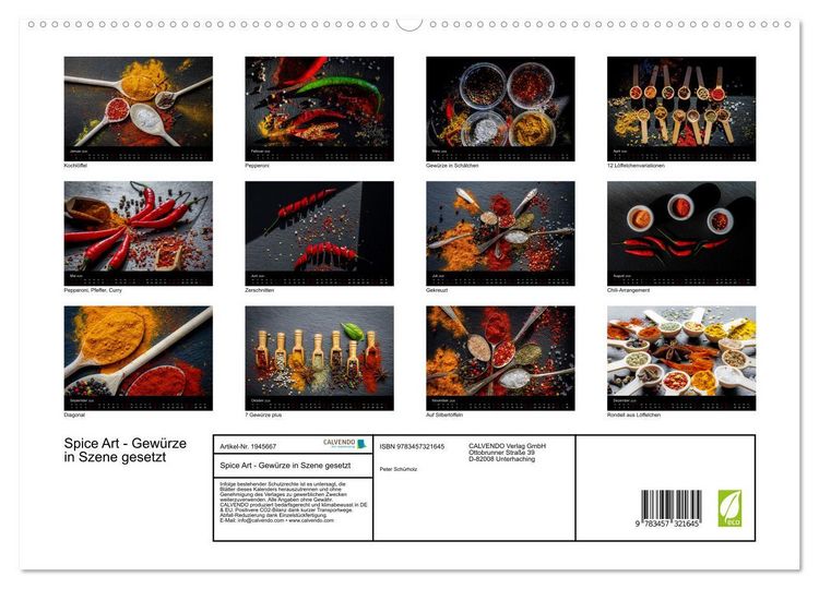 Produktbild: Spice Art - Gew&uuml;rze in Szene gesetzt (hochwertiger Premium Wandkalender 2026 DIN A2 quer), Kunstdruck in Hochglanz