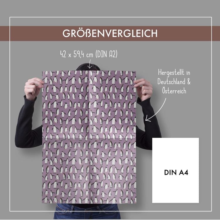 Produktbild: Geschenkpapier Set Weihnachten: Pinguine (lila, wei&szlig;) f&uuml;r Kinder