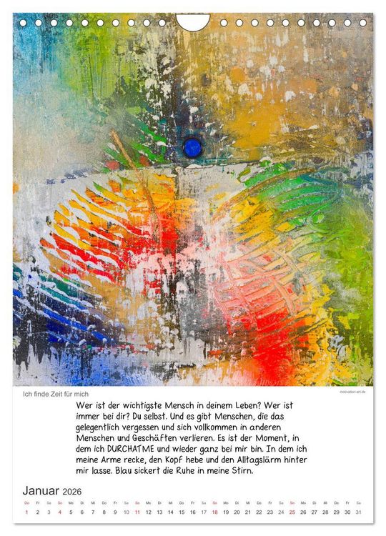 Produktbild: Motivation-Art Herzensw&uuml;nsche (Wandkalender 2026 DIN A4 hoch), CALVENDO Monatskalender