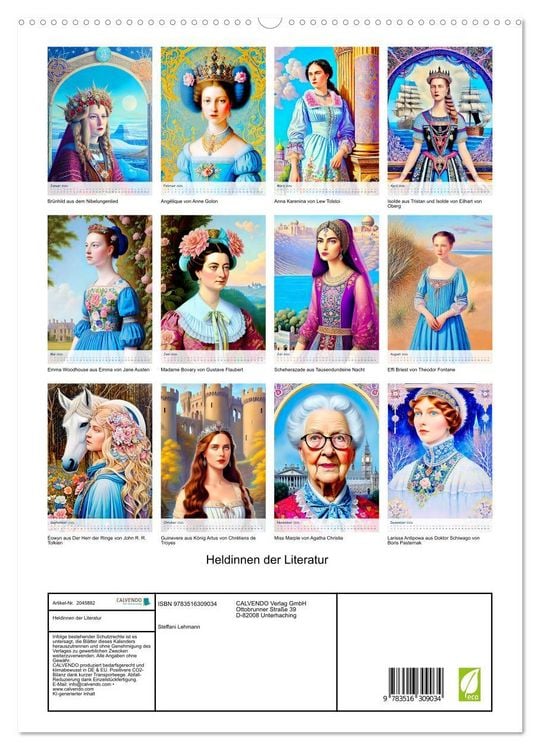 Produktbild: Heldinnen der Literatur (hochwertiger Premium Wandkalender 2026 DIN A2 hoch), Kunstdruck in Hochglanz