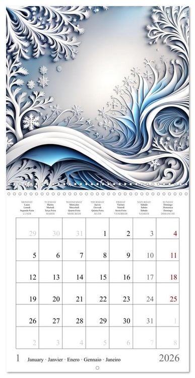 Produktbild: Quatre saisons - Fractales (Calendrier mural carr&eacute; 2026 30x30 cm) Calendrier double avec une page pour vos prises de notes