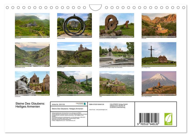 Produktbild: Steine Des Glaubens: Heiliges Armenien (Wandkalender 2026 DIN A4 quer), CALVENDO Monatskalender