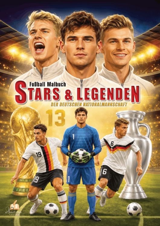 Produktbild: Fu&szlig;ball-Malbuch STARS & LEGENDEN der deutschen Nationalmannschaft ab 6 Jahren mit 50 Motiven zum Ausmalen - ohne Spielersteckbrief