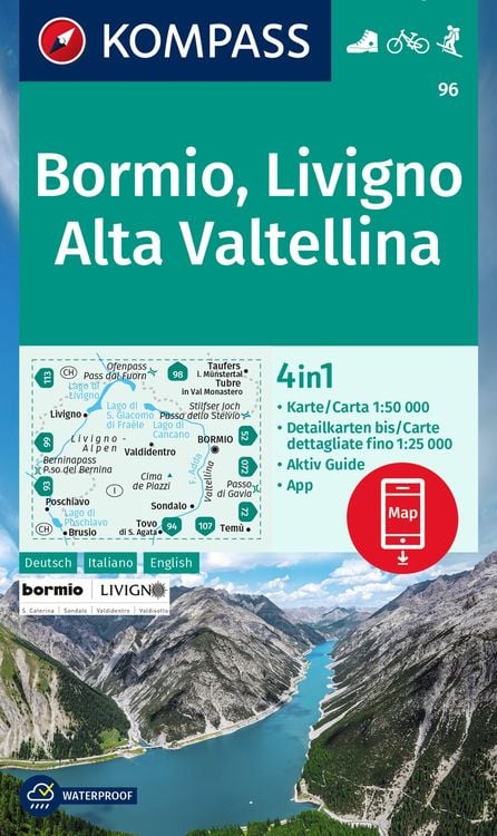 Bild vom Artikel KOMPASS Wanderkarte 96 Bormio, Livigno, Alta Valtellina 1:50.000 vom Autor Kompass-Karten GmbH