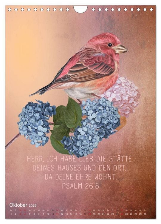 Produktbild: Bibelworte f&uuml;r Vogelfreunde (Wandkalender 2026 DIN A4 hoch), CALVENDO Monatskalender