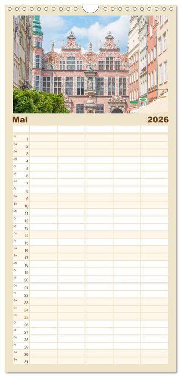 Produktbild: Familienplaner 2026 - Danzig - Polnische Hansestadt mit 5 Spalten (Wandkalender, 21 x 45 cm) CALVENDO