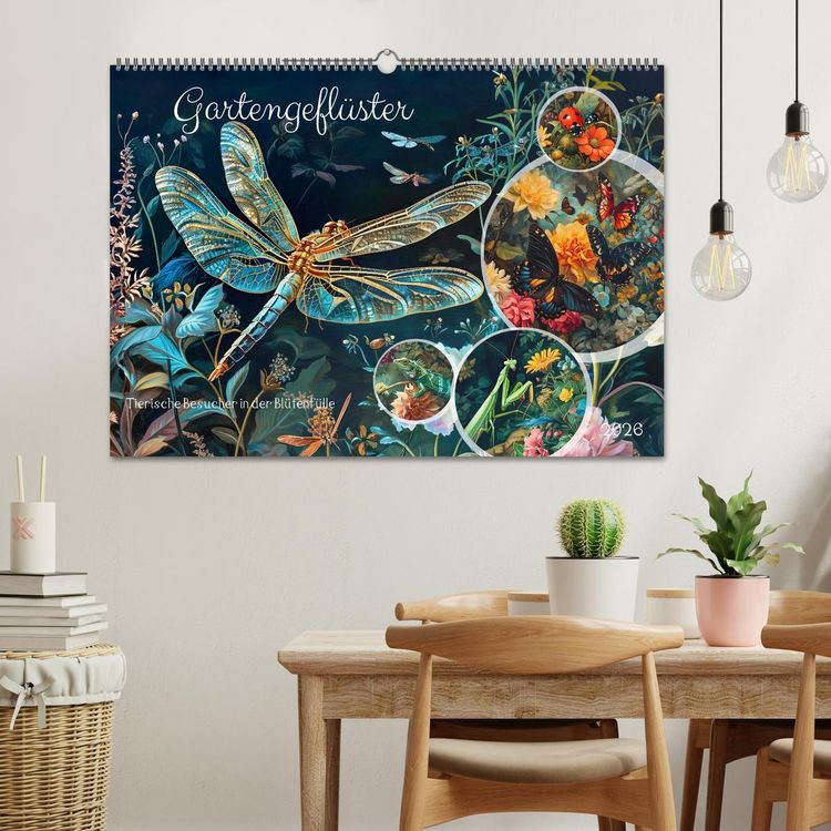 Produktbild: Gartengefl&uuml;ster - Tierische Besucher in der Bl&uuml;tenf&uuml;lle (Wandkalender 2026 DIN A2 quer), CALVENDO Monatskalender