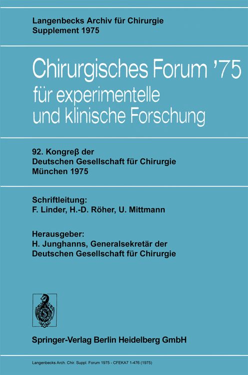 Produktbild: 92. Kongre&szlig; der Deutschen Gesellschaft f&uuml;r Chirurgie, M&uuml;nchen, 7.&ndash;10. Mai 1975