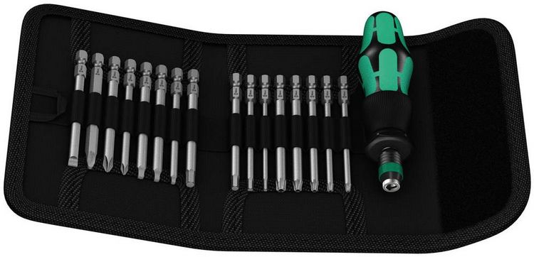 Produktbild: Wera Kraftform Kompakt 60 05051042001 Bit-Set 17teilig Schlitz, Kreuzschlitz Phillips, Kreuzschlitz Pozidriv, TORX BO