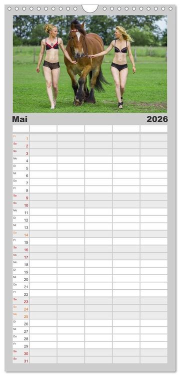 Produktbild: Familienplaner 2026 - Titanen Girls 2026 - erotische Frauen und starke Pferde mit 5 Spalten (Wandkalender, 21 x 45 cm) CALVENDO