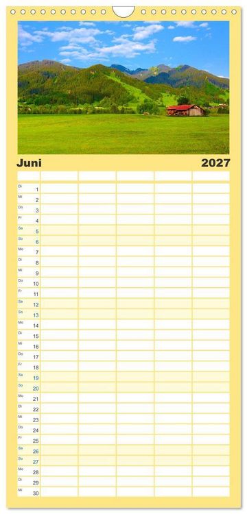 Produktbild: Familienplaner 2027 - Bayern - Idylle zwischen Allg&auml;u und Bayerischen Alpen mit 5 Spalten (Wandkalender, 21 x 45 cm) CALVENDO