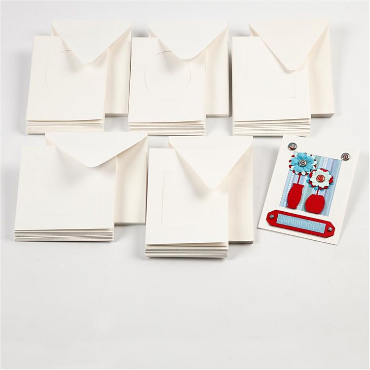 Produktbild: Creativ Company Passepartout-Karten mit Kuvert, oval, Kartengr&ouml;&szlig;e 10,5x15 cm, Umschlaggr&ouml;&szlig;e , 11,5x16,5 cm, Naturwei&szlig;, 10er Set