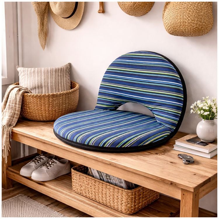 Produktbild: HTI-Living Bodensessel Rund Gestreift Blau Gr&uuml;n Verstellbar Indoor Outdoor bis 150 kg