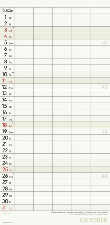 Produktbild: Superplaner L 2026 5 Spalten - Familien-Timer 22x45 cm - Offset-Papier - mit Ferienterminen - Wand-Planer - Familienkalender - Alpha Edition