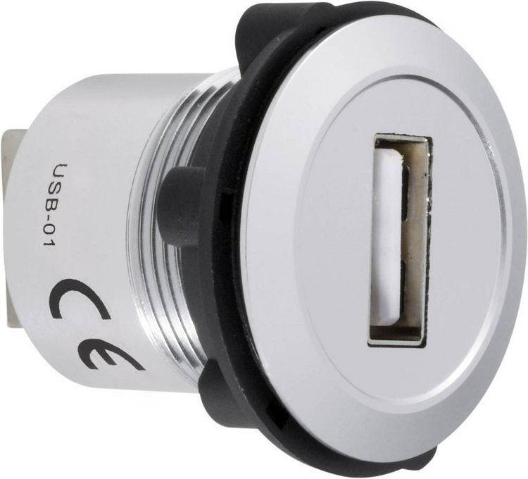Produktbild: TRU COMPONENTS USB-01 USB-Einbaubuchse 2.0 Buchse, Einbau USB-Buchse Typ A auf USB-Buchse Typ A Inhalt: 1 St.